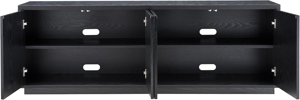 Henn&Hart Fluted TV Stand for TVs up to 75' with 2 Concealed Ribbed Storage Cabinets and Adjustable Shelves for Living Room, Family Room, or Office, Natural Black