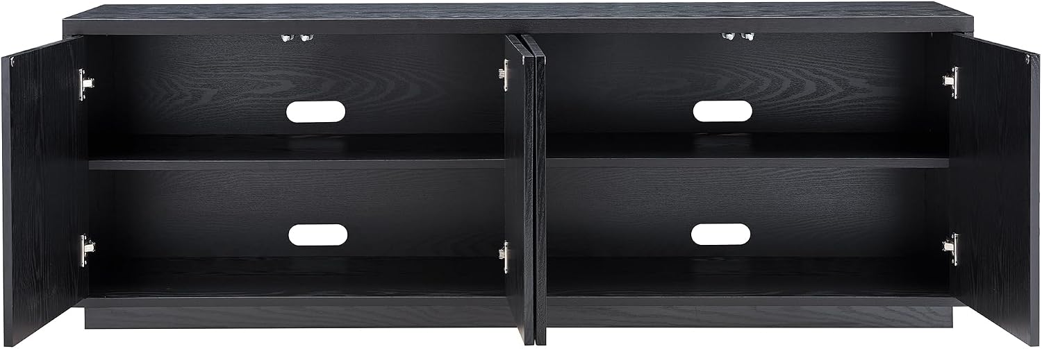 Henn&Hart Fluted TV Stand for TVs up to 75' with 2 Concealed Ribbed Storage Cabinets and Adjustable Shelves for Living Room, Family Room, or Office, Natural Black