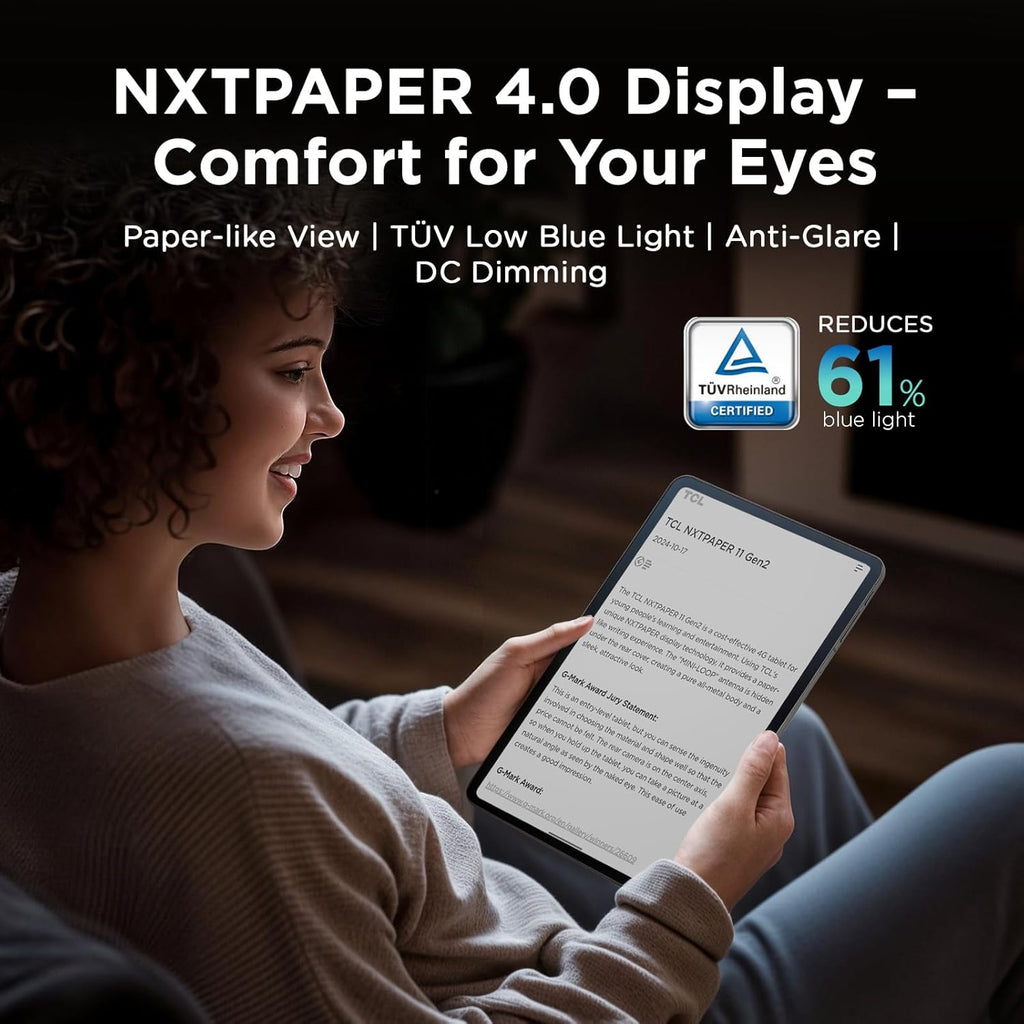 TCL NXTPAPER 11 Gen 2 Android Tablet, 11' Drawing Pad & Digital Notebook, Stylus & Flip Case Included, NXTPAPER 4.0 Display, Android 15, AI Tools, 6+6GB RAM, 64GB Storage, 8000mAh Battery, Gray