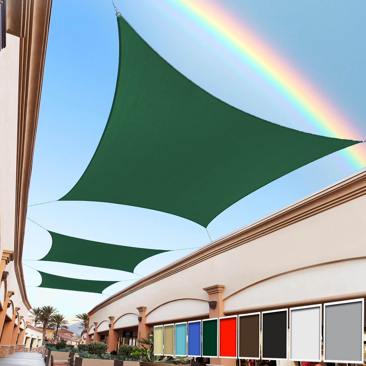 Royal Shade 14' x 20' Green Rectangle Square Sun Shade Sail Order to Make RTAPR1218 Canopy, UPF50+ 95% UV Blockage, 200GSM Commercial Standard Heavy Duty, 3 Years Warranty (We Make Custom Size)