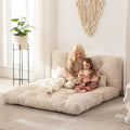 Folding Sofa Bed, Convertible Sleeper Chair with Pillow Foldable Mattress with Back Support, Portable Fold Out Chair Bed Comfy Floor Sofa Lounge for Living Room Bedroom, Beige Twin 80x39 Inch