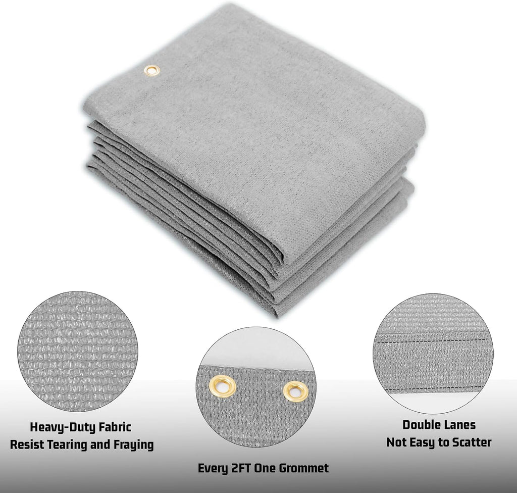 SUNNY GUARD Shade Cloth Custom Size 14x20 FT Sun Shade Screen Fabric Shade Cover Tarp with Grommets for Pergola Backyard Garden, Light Grey(We Customized)