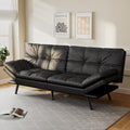Opoiar 71' L Covertible Futon Sofa Bed,Faux Leather Futon Couch, Memory Foam Modern Loveseat Sleeper, Small Splitback Sofa Couches for Living Room,RV,Home Office,Apartment,Matte Black