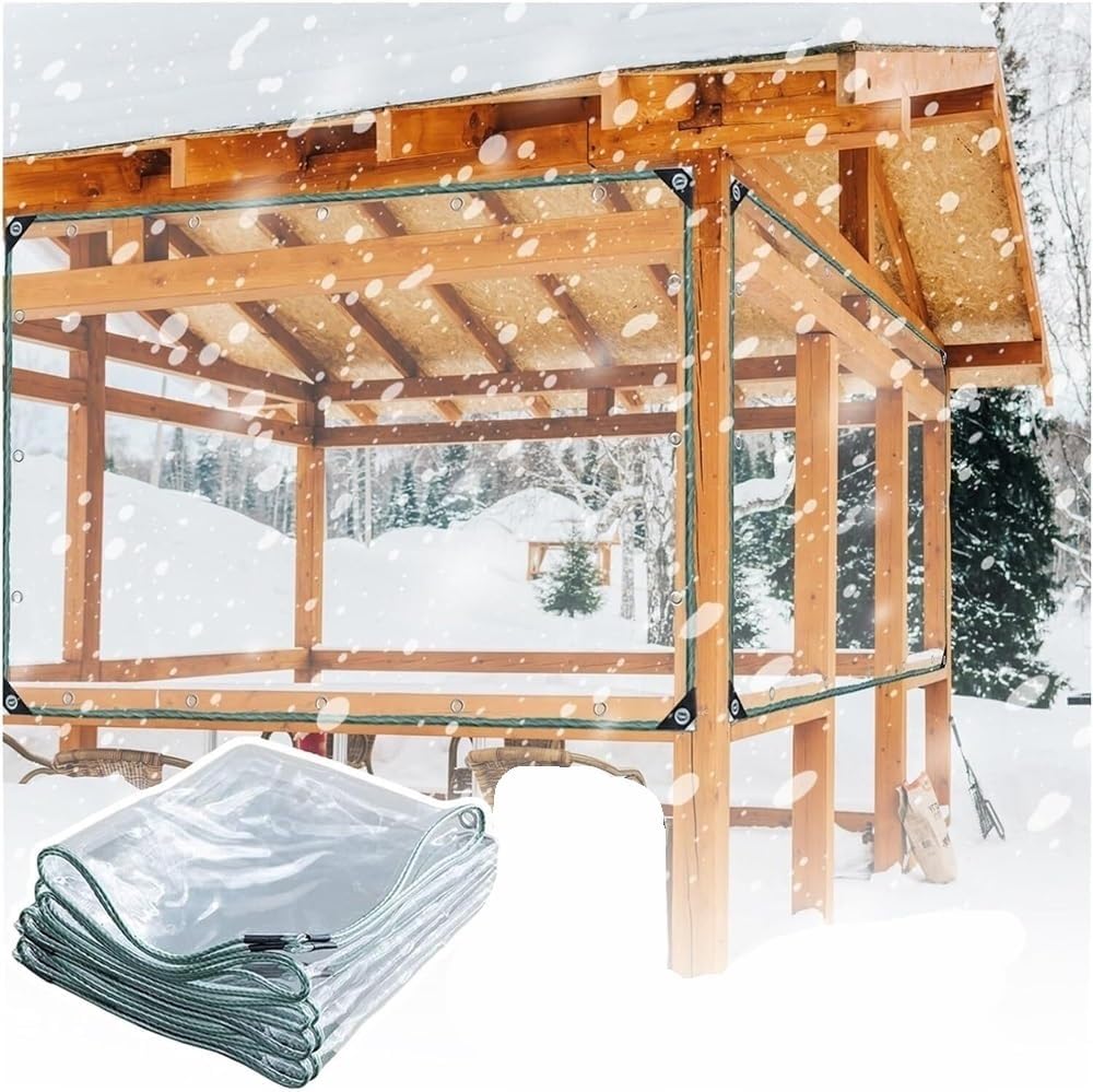Zanotva 14 Mil Vinyl Curtains Pergola Cover Waterproof Side Panels，Weatherproof Heavy Duty Clear Tarp for Gazebo, Porch, Cabana (Size : 20x7ft(6x2.2m))