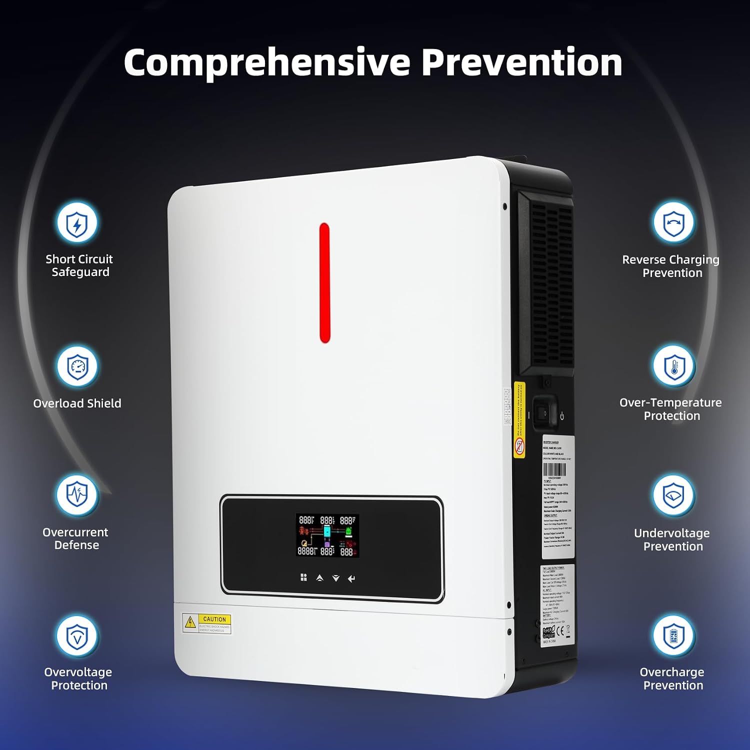 3600W Hybrid Solar Inverter 24VDC to 110V/120VAC All-in-One Pure Sine Wave Hybrid Solar Inverter with 120A MPPT Charge Controller Ideal for Home & Outdoor Use