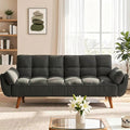 Convertible Futon Sofa Bed, Modern Futon Couch with 2 Pillows, Small Futons Couch with Adjustable Armrest & Backrest, Loveseat Sofa Bed for Living Room, Bedroom, Black