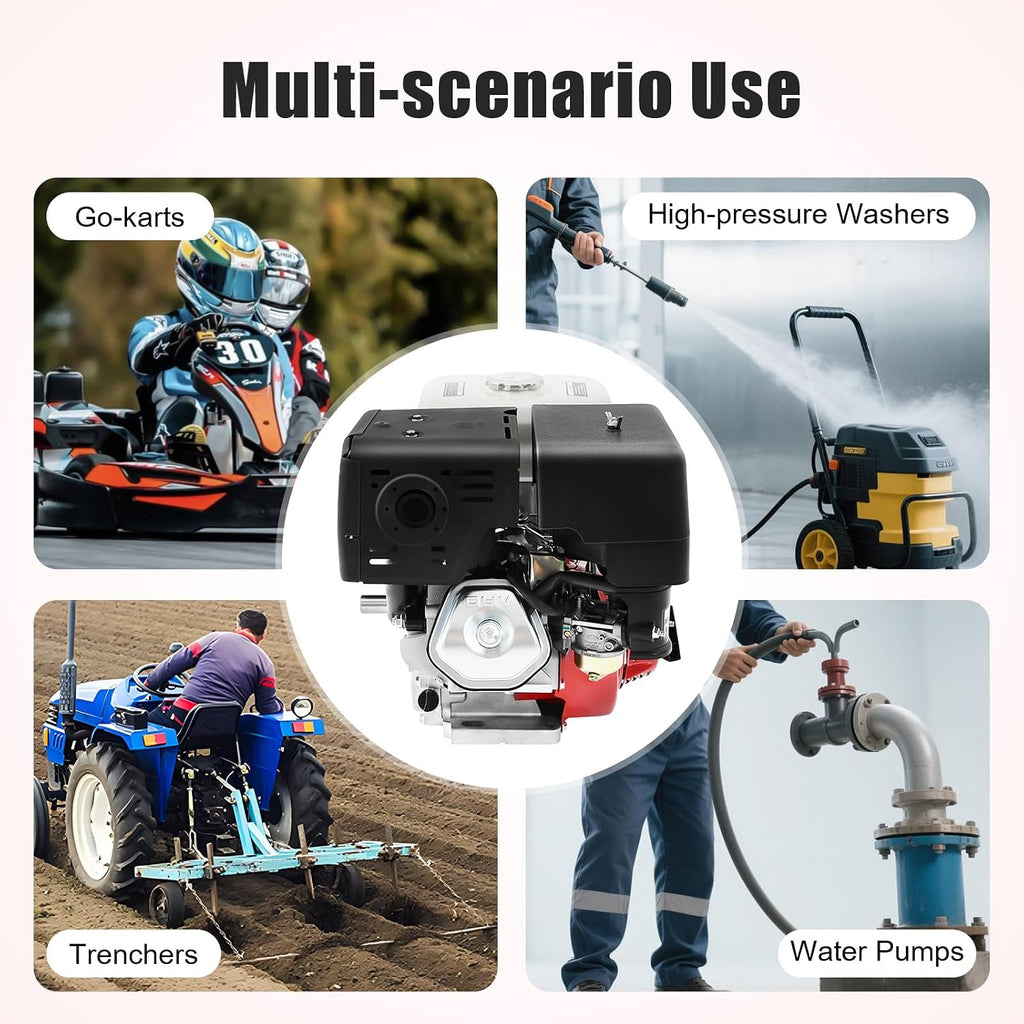 7.5 HP Gas Engine Motor, 212CC 4 Stroke Gas Motor Engine Motor Horizontal Shaft Pull Start, 3000W Gas Powered Engine for Go Kart Water Pumps Lawnmowers