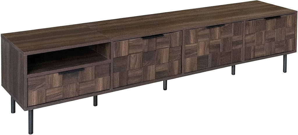 Merax 78' TV Stand for TVs Up to 85', Modern Entertainment Center with Drawer, 3 Doors, and Open Space, Media Console with Unique Mosaic Front Design for Living Room