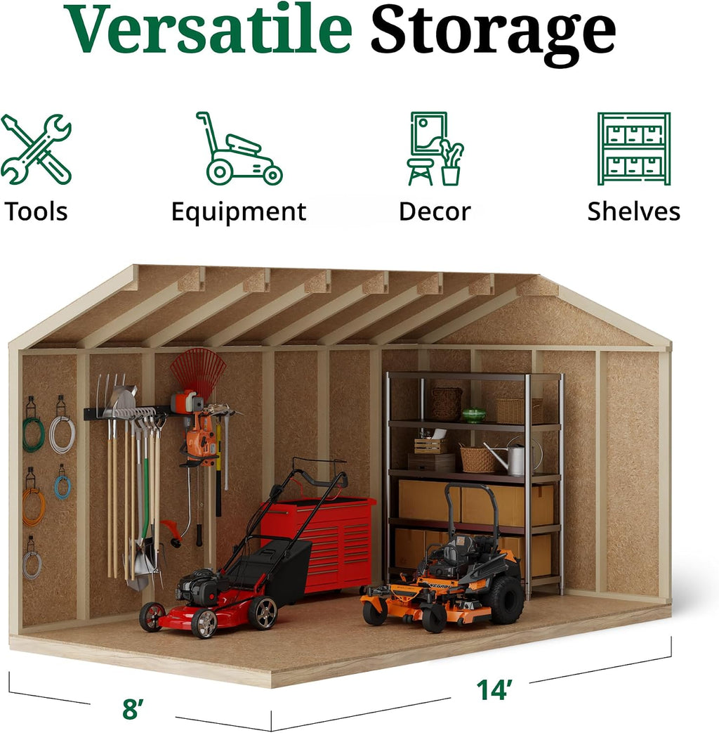 Little Cottage Co. 8x14 Value Gable Shed with Floor, Outdoor Wood Storage Do-It-Yourself Precut Kit