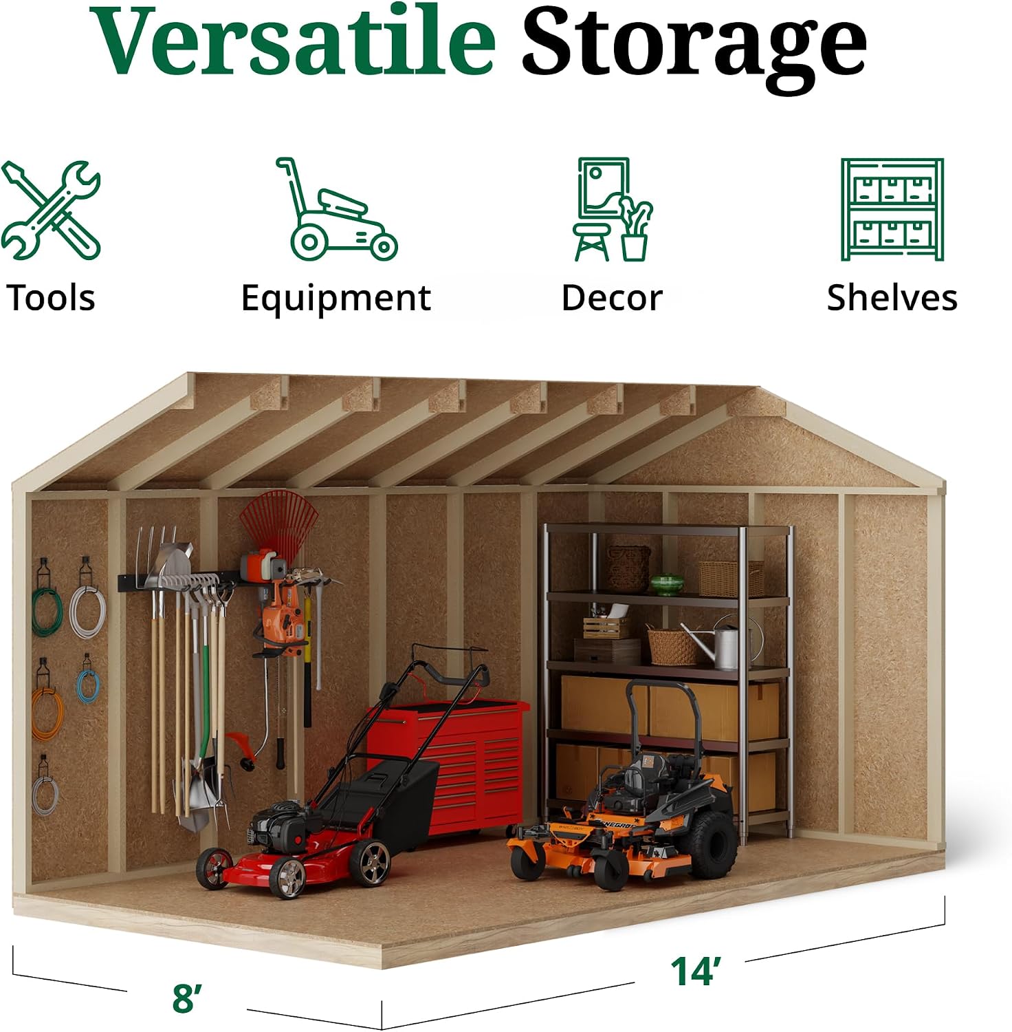 Little Cottage Co. 8x14 Value Gable Shed with Floor, Outdoor Wood Storage Do-It-Yourself Precut Kit