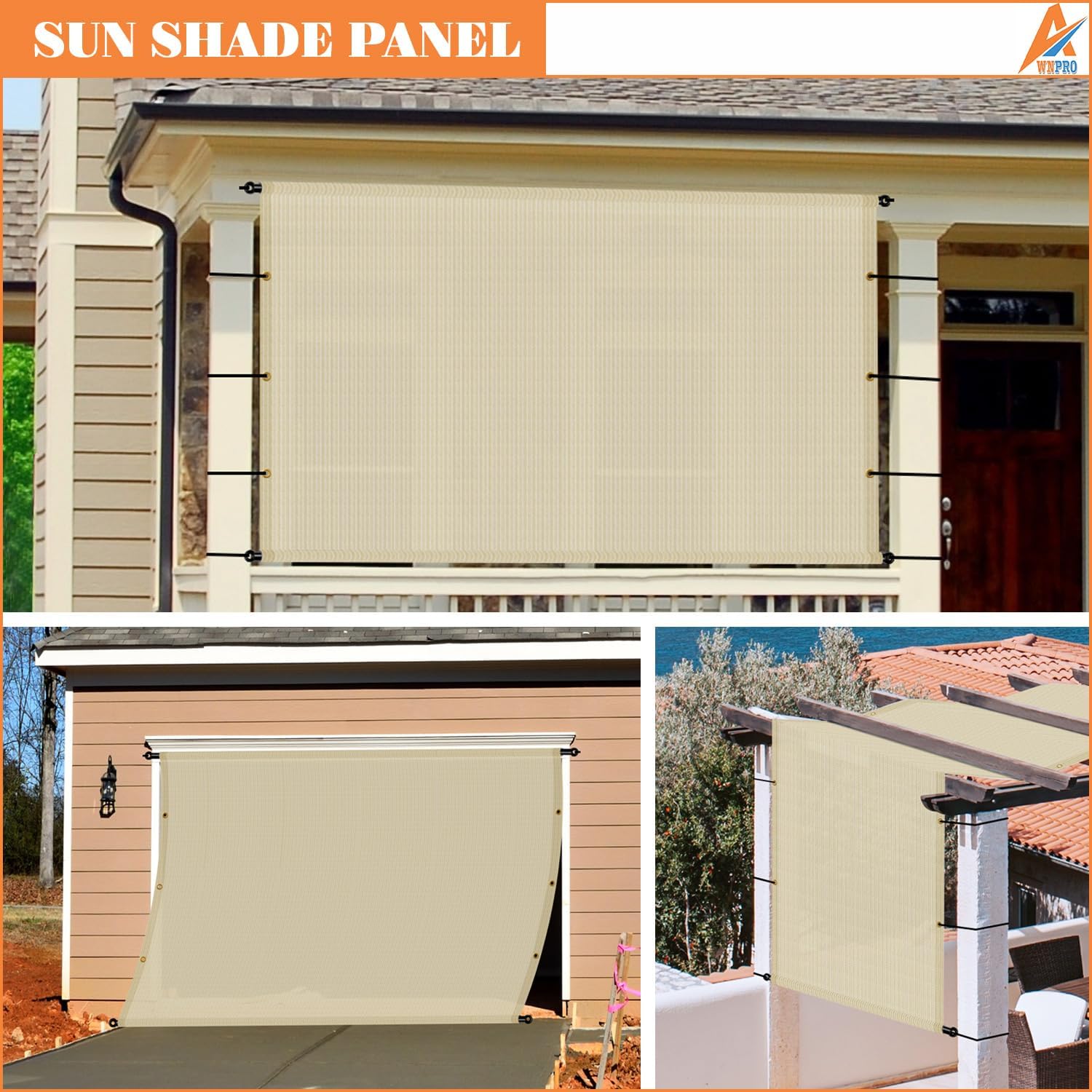 11' x 4' Pergola Shade Cover Replacement Canopy with Weighted Rods & Grommets UV Block Sun Shade Cloth for Outdoor Patio Deck Porch Backyard Gazebo, Beige, Customized Size