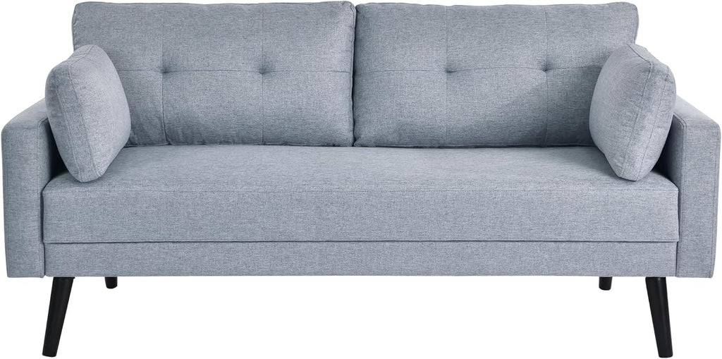 Serta Benrama 67' Soft Modern Sofa, Square Track Arms, Solid Wood Legs, Easy Assembly, Dream Coil Comfort, Soft Woven Polyester Fabric, Light Gray