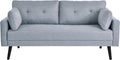 Serta Benrama 67' Soft Modern Sofa, Square Track Arms, Solid Wood Legs, Easy Assembly, Dream Coil Comfort, Soft Woven Polyester Fabric, Light Gray
