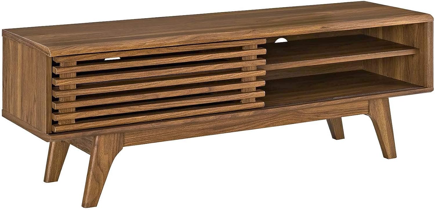 Modway Render 48' Mid-Century Modern Low Profile Media Console TV Stand, 48 Inch, Walnut