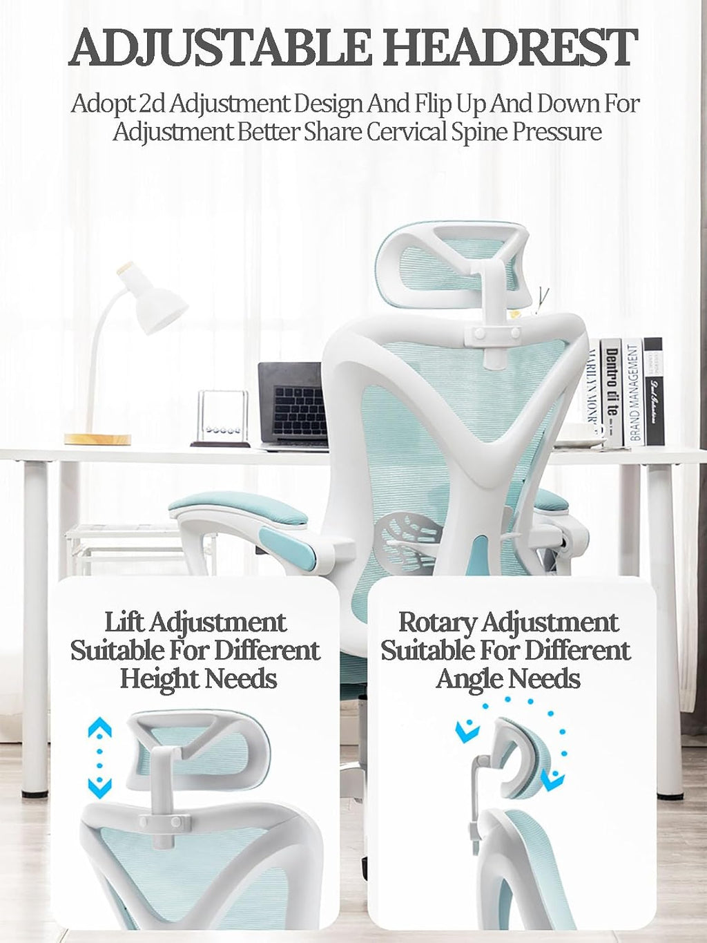Big and Tall Gaming Chairs for Adults with Footrest Ergonomic Office Chair Computer Chair with Lumbar Support Swivel Seat Height Adjustable Computer Chair with Headrest 62x49x121cm Blue