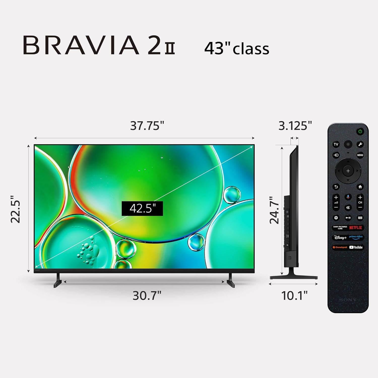 Sony BRAVIA 2 II 43 Inch 4K Ultra HD LED Smart TV with Google TV and Exclusive Features for PlayStation®5 (K-43S20M2)