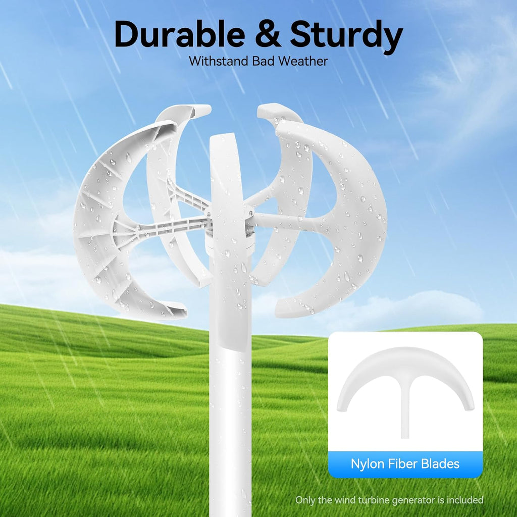 Wind Turbine Generator, 600W 24V 5-Blade Wind Power Generator with Controller, for Boats Farm Home Hybrids Streetlight Use, White