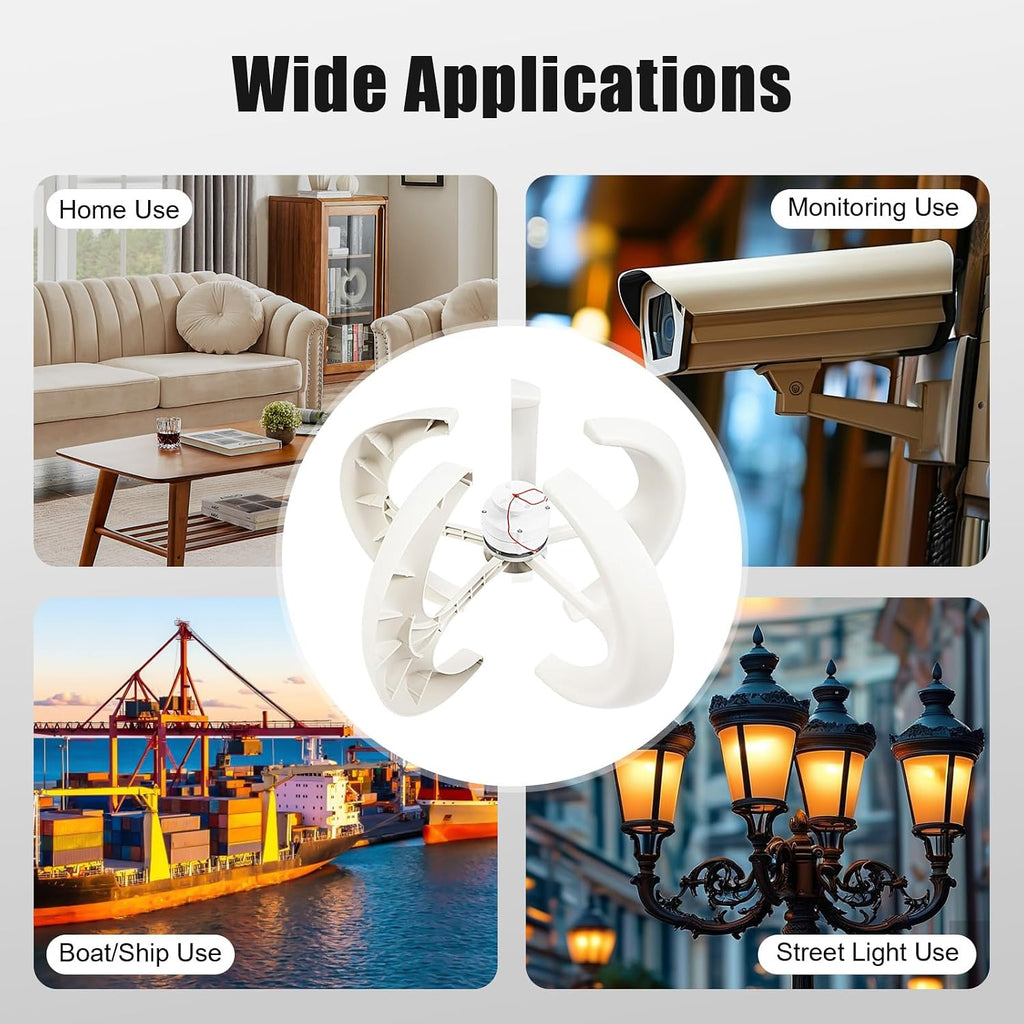 Wind Turbine Generators Kit, 12/24V 600W Lantern 5-Blade Vertical Axis Wind Turbine Generator with Axis Controller (12V)