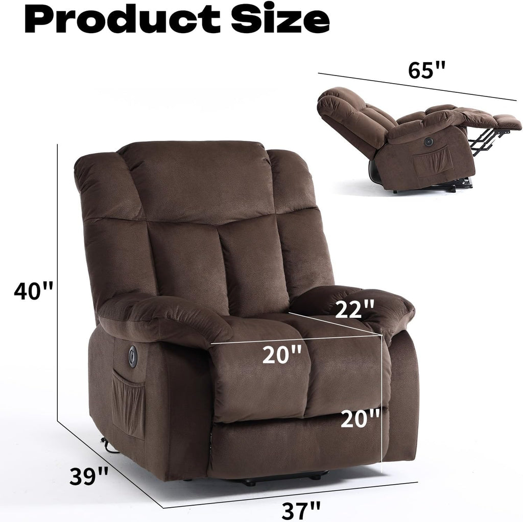 CANMOV Power Lift Electric Recliner Chair for Elderly- Heavy Duty and Safety Motion Reclining Mechanism-Antiskid Fabric Sofa for Living Room, Chocolate
