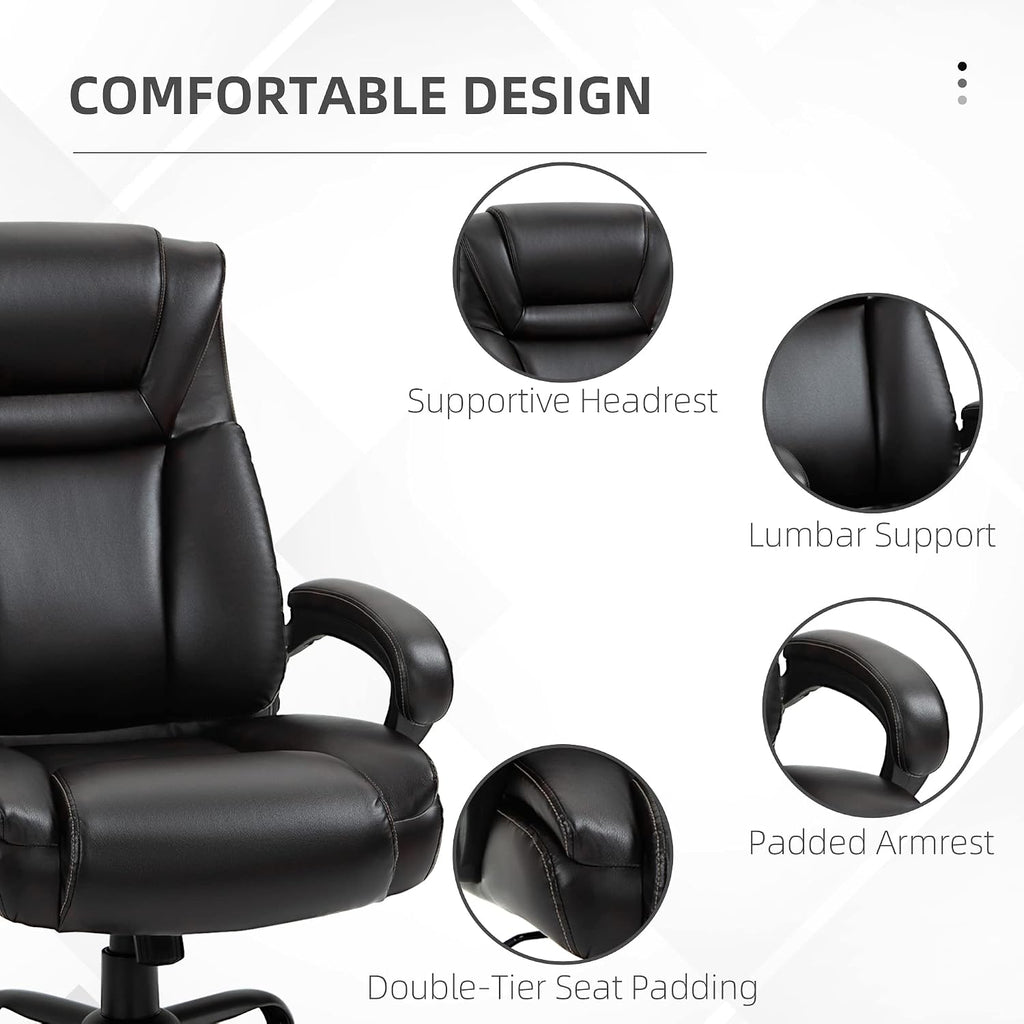 Ergonomic Office Chair,Big and Tall 400 lbs Executive Computer Desk Chairs with Wide Seat High Back PU Leather,Adjustable Height Swivel Wheels for Adults Gaming Home, Bedroom Furniture,Brown