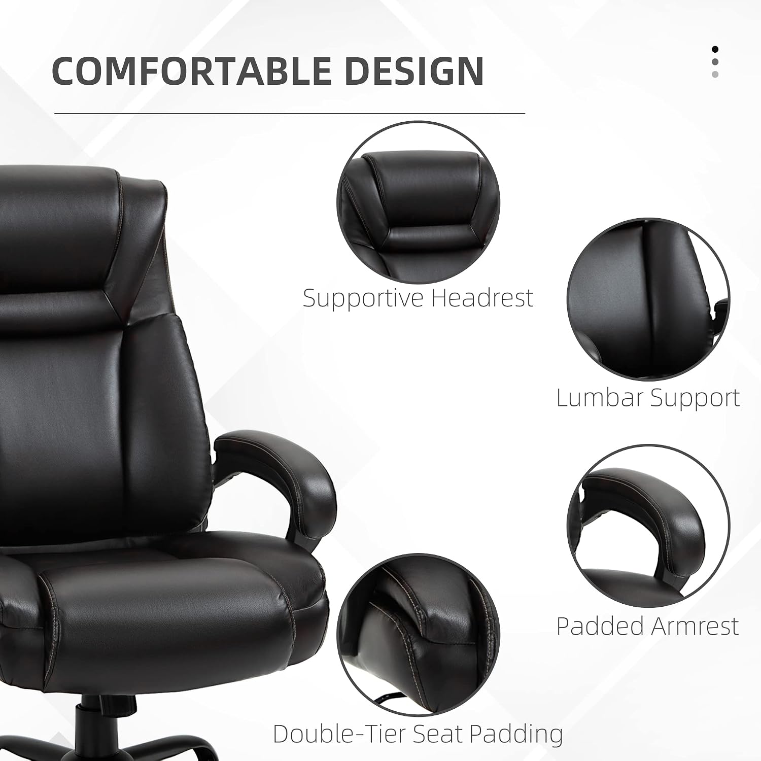 Ergonomic Office Chair,Big and Tall 400 lbs Executive Computer Desk Chairs with Wide Seat High Back PU Leather,Adjustable Height Swivel Wheels for Adults Gaming Home, Bedroom Furniture,Brown