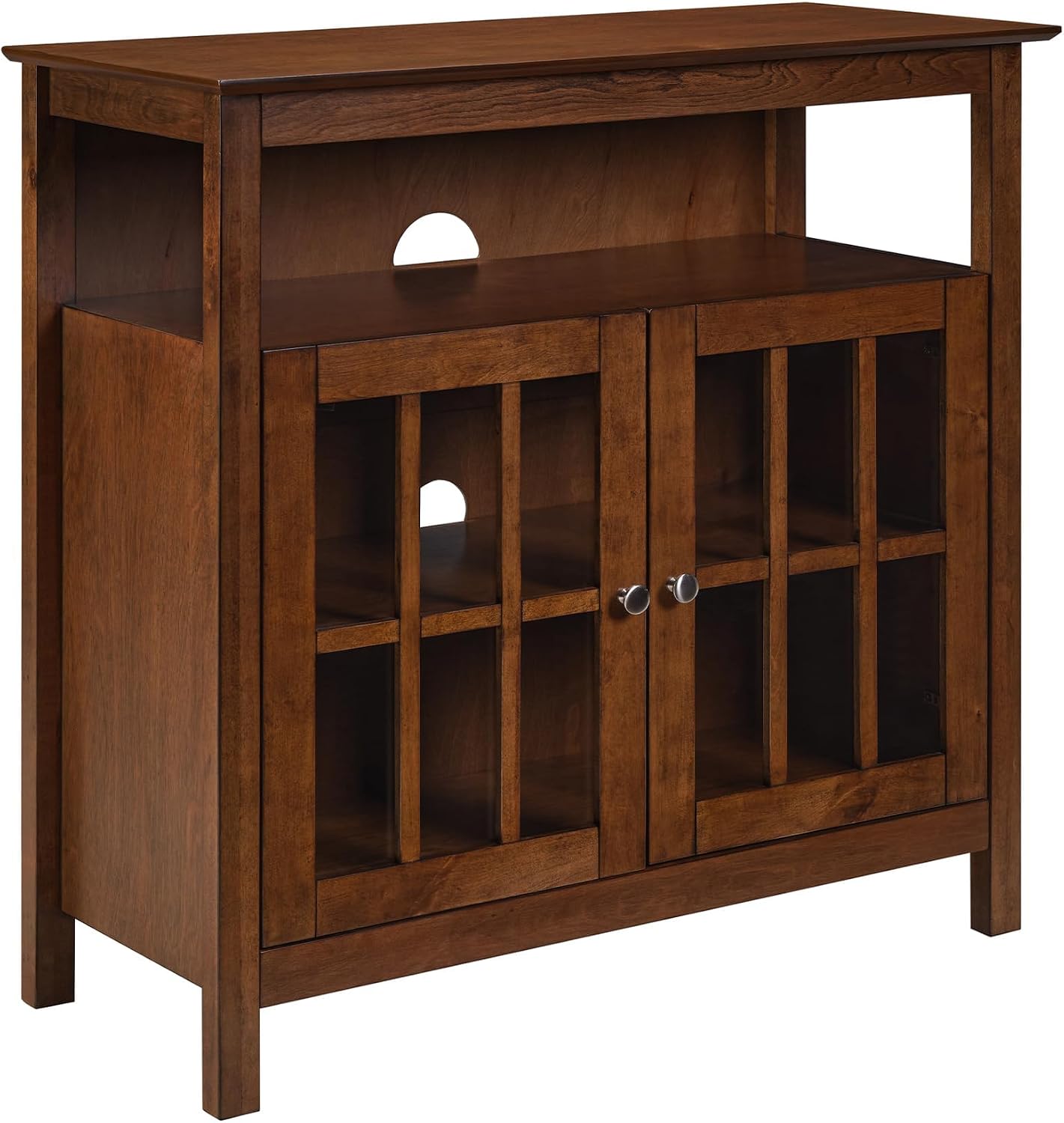 Convenience Concepts Big Sur Highboy TV Stand 36' - Modern Entertainment Center For TVs up to 40', Storage Cabinet for Dining, Living Room, & Entryway, Console Hall Table with Shelves, Dark Walnut