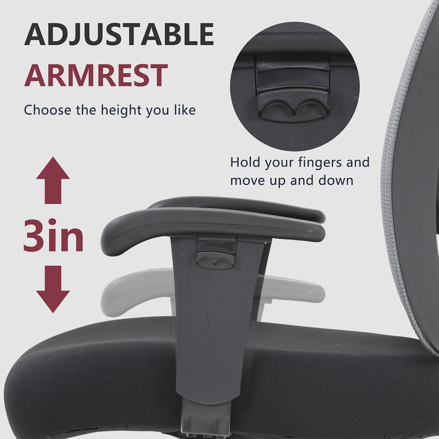Big and Tall Office Chair 400lbs Desk Chair Mesh Computer Chair with Lumbar Support Wide Seat Adjust Arms Rolling Swivel High Back Task Executive Ergonomic Chair for Home Office (Grey)