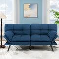 MUUEGM Futon Sofa Bed, 71' Convertible Linen Memory Foam Couch Bed, Modern Backrests Armrests Love Seat for Living Room,Apartment,Office,Blue Sleeper Couch