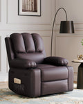 22 in Leather Recliner Chair for Adults, Overstuffed Manual Recliner Chair, Single Sofa with Cup Holder and Side Pockets, Upholstered Chair for Living Rooms, Coffee