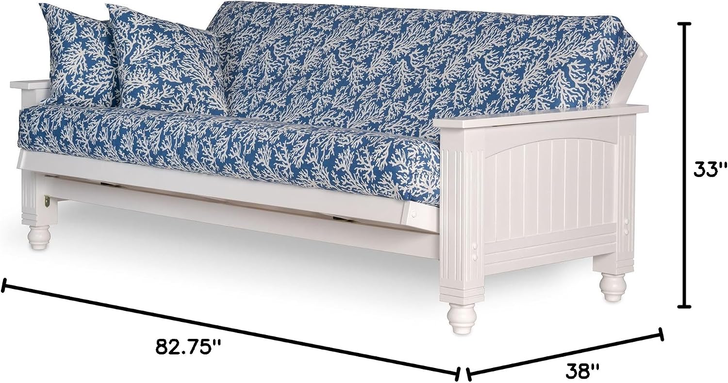 Nirvana Futons Cottage Style Futon Frame Only, Full Size, Satin White - Solid Wood Construction