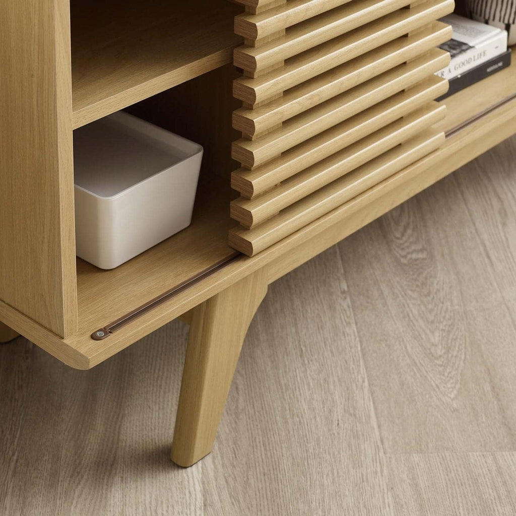 Modway Render Mid-Century Modern Low Profile 46' Corner Media TV Stand in Oak, 15 x 46 x 23
