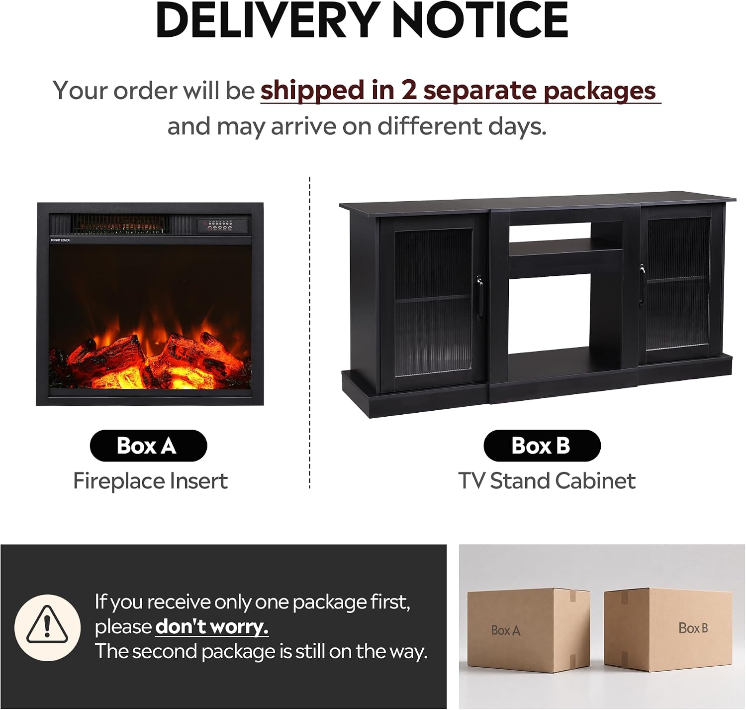 WLIVE Fireplace TV Stand for 65' TV, Entertainment Center with 3D Realistic Flame Electric Fireplace, TV Console with Open Shelves for Living Room, Black