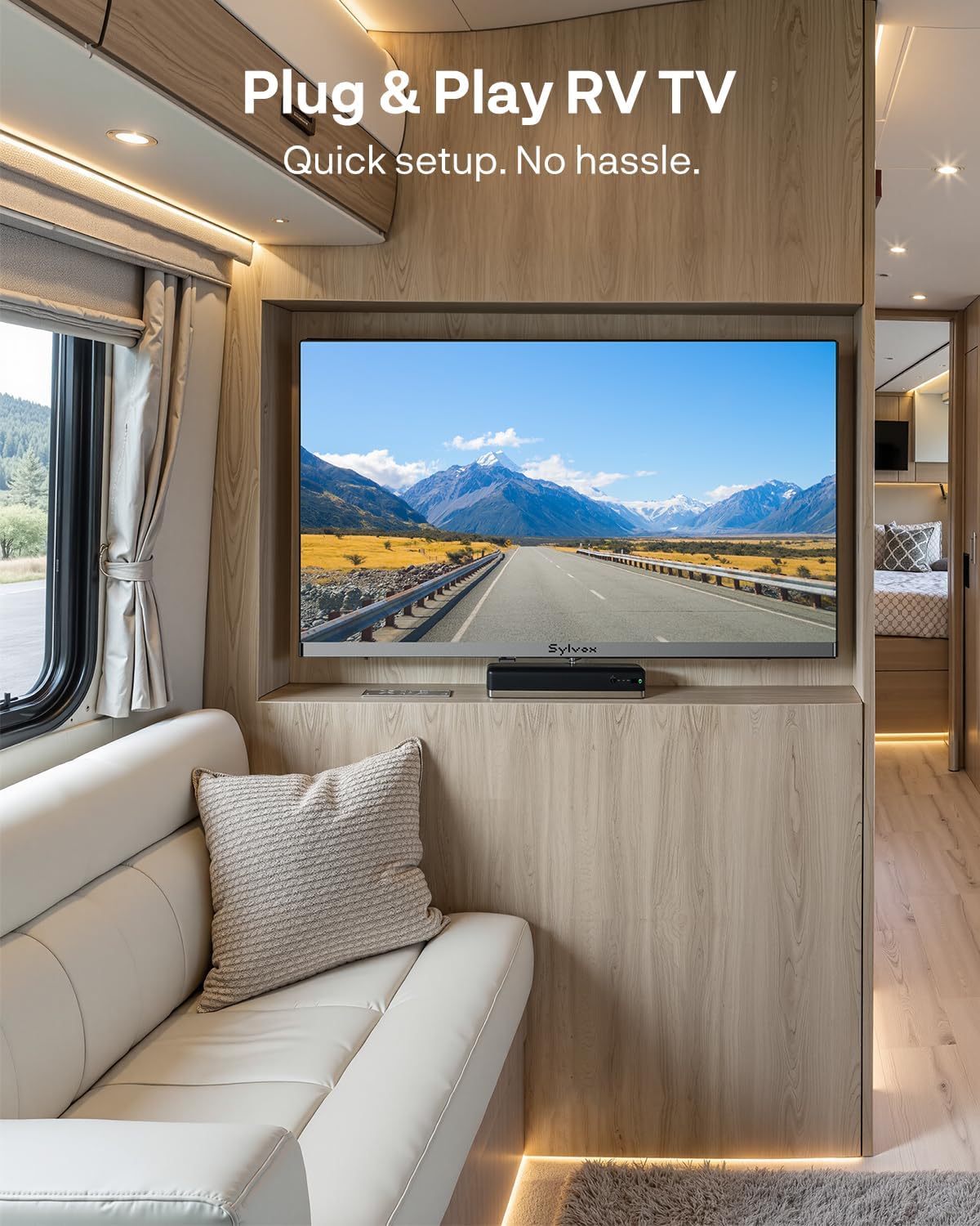 SYLVOX 27-Inch Smart RV TV, QLED 1080P FHD, Built-in DVD Player, Google TV OS, Wide Voltage Support 12V/24V AC/DC Television for RV & Home, HDMI & USB
