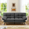 MUUEGM 71' Convertible Futon Sofa Bed, Upholstered Small Futon Couches with Adjustable Backrest, Loveseat Sleeper Bed for Compact Living Room Studio Office (Grey)
