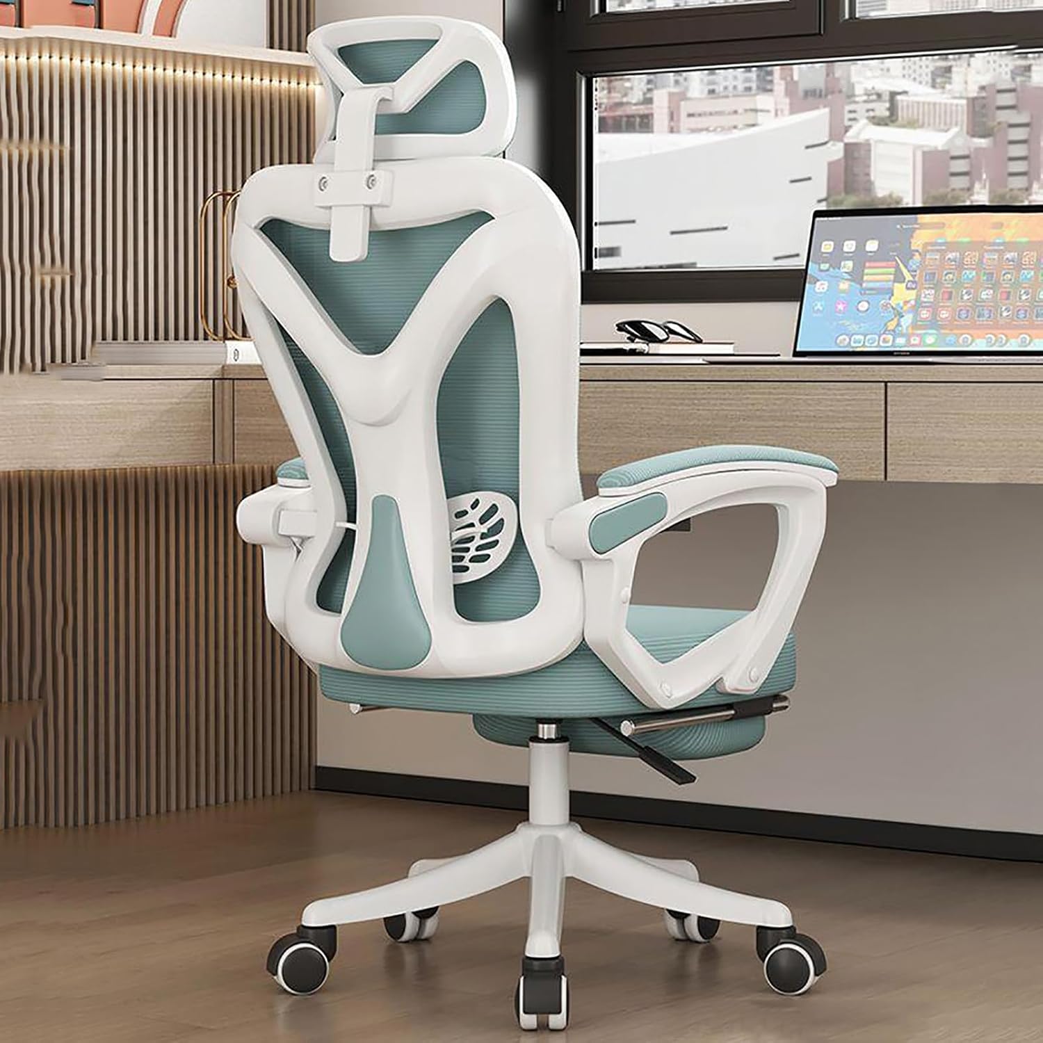 Office Chair, Mesh Ergonomic Office Chair, Home Office Computer Chair, with Lumbar Support Armrests, Height-Adjustable 360-Degree Swivel, Suitable for Heavy Weight People Use/a