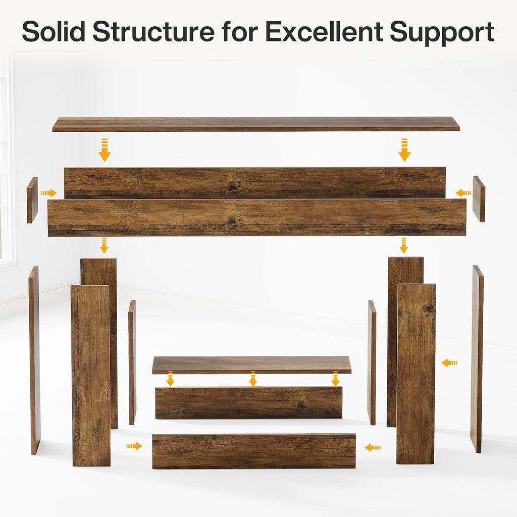 Tribesigns 63' Console Table, Farmhouse 2-Tier Entryway Table with U-Shaped Base, Narrow Long Wood Sofa Table Behind Couch Table for Living Room, Hallway, Foyer, Vintage Brown