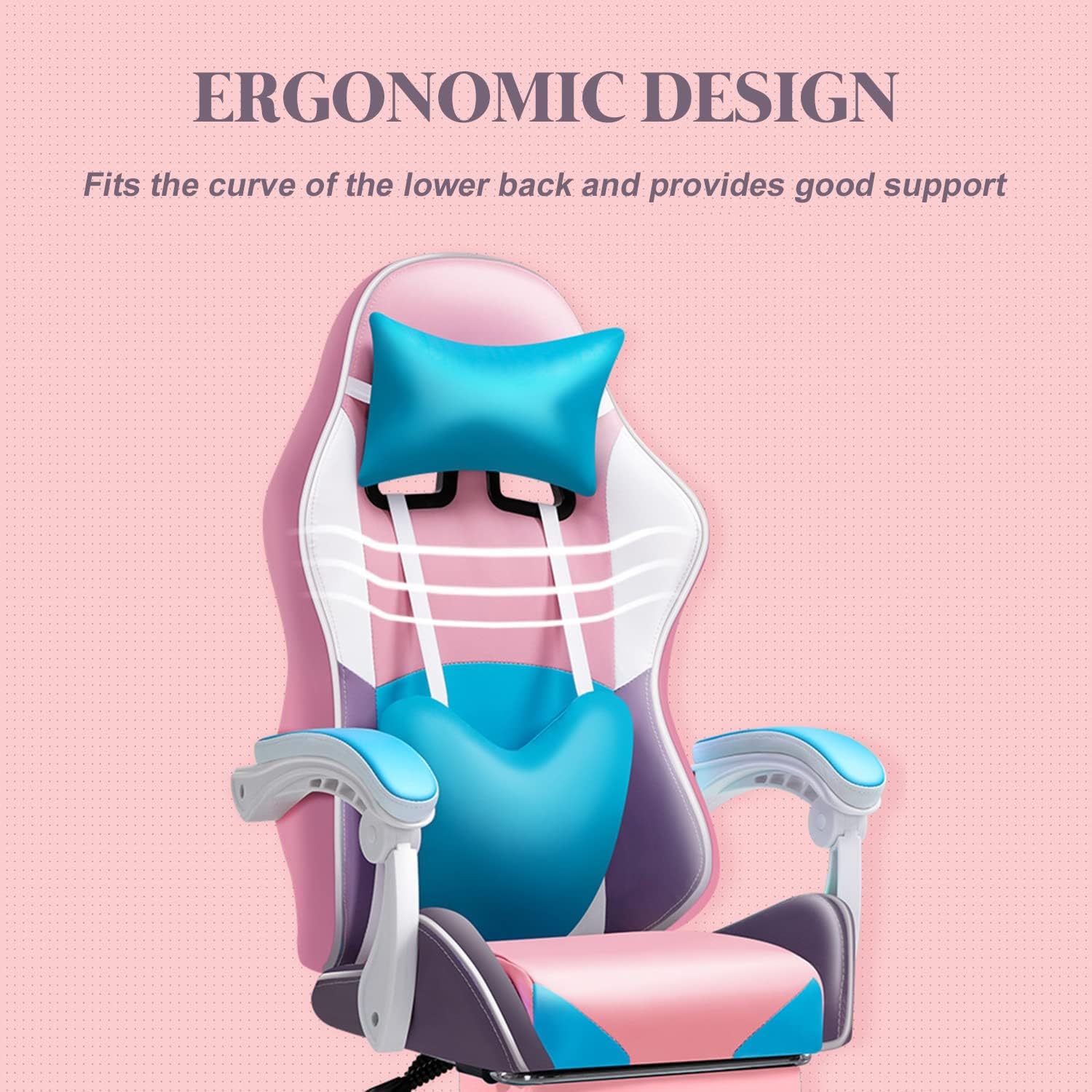 XOOFMASS RGB LED Gaming Chair for Adults, Ergonomic Video Game Chair with Speakers, Lumbar Support Office Chair Reclining Computer Chair with Footrest PU Leather Chair with Adjustable Backrest,Blue