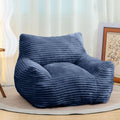 Bean Bag Chair for Adults, Comfy Corduroy Beanbag with Armrests, Lazy Sofa Floor Chair for Living Room, Bedroom, Dorm & Lounge, Cozy Fluffy Single Mini Couch (Blue)