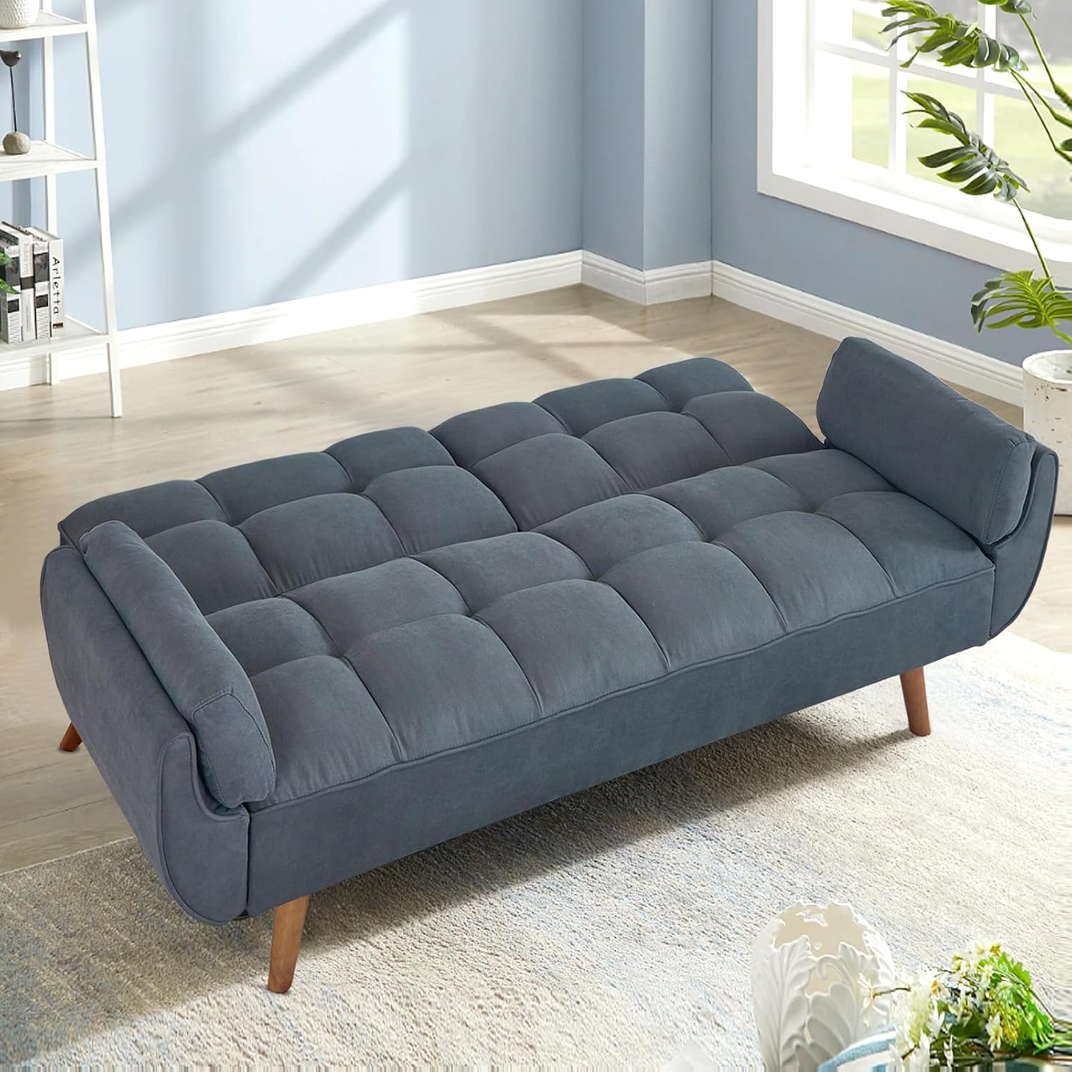 Convertible futon Sofa Bed, Sleeper Sofa Bed with Adjustable backrest, Small Space Small Sofa, Living Room, Bedroom (Dark Gray)