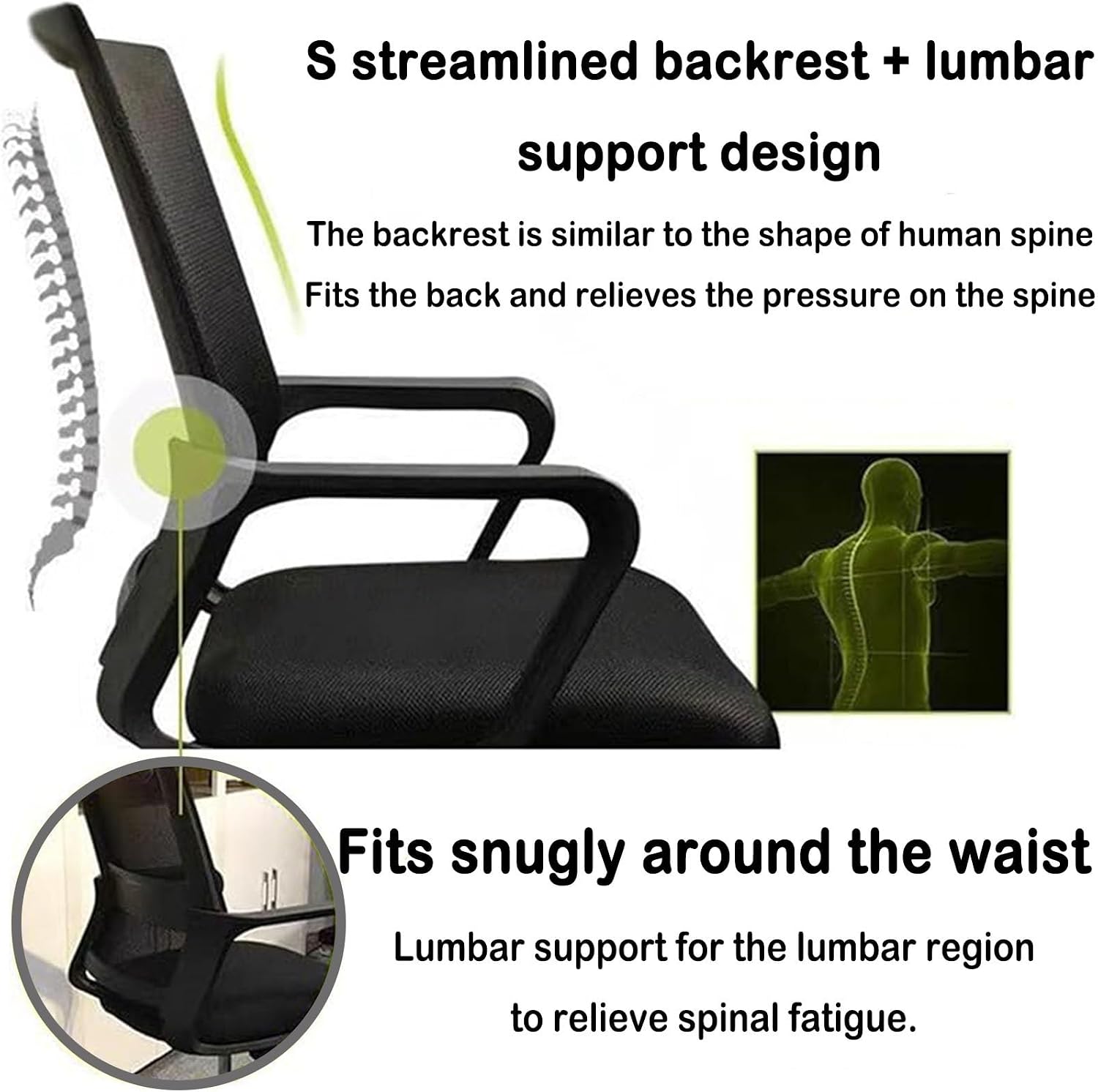 Ergonomic Desk Chair, Desk Chair Comfy Set Of 2,Mid-Back Mesh Computer Chair, Lumbar Support Comfortable Executive,Adjustable Rolling Swivel Task Chair With Armrests For Home Office And Gaming