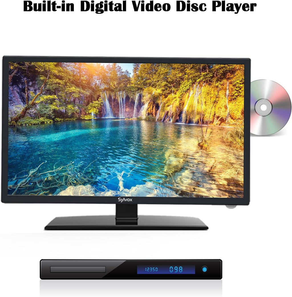 SYLVOX 27 Inch Smart TV 12/24 Volt TV 1080P FHD RV TV Android 11.0 Built-in Digital Video Disc Player with WiFi, Wireless Connection and Digital Noise Reduction Function