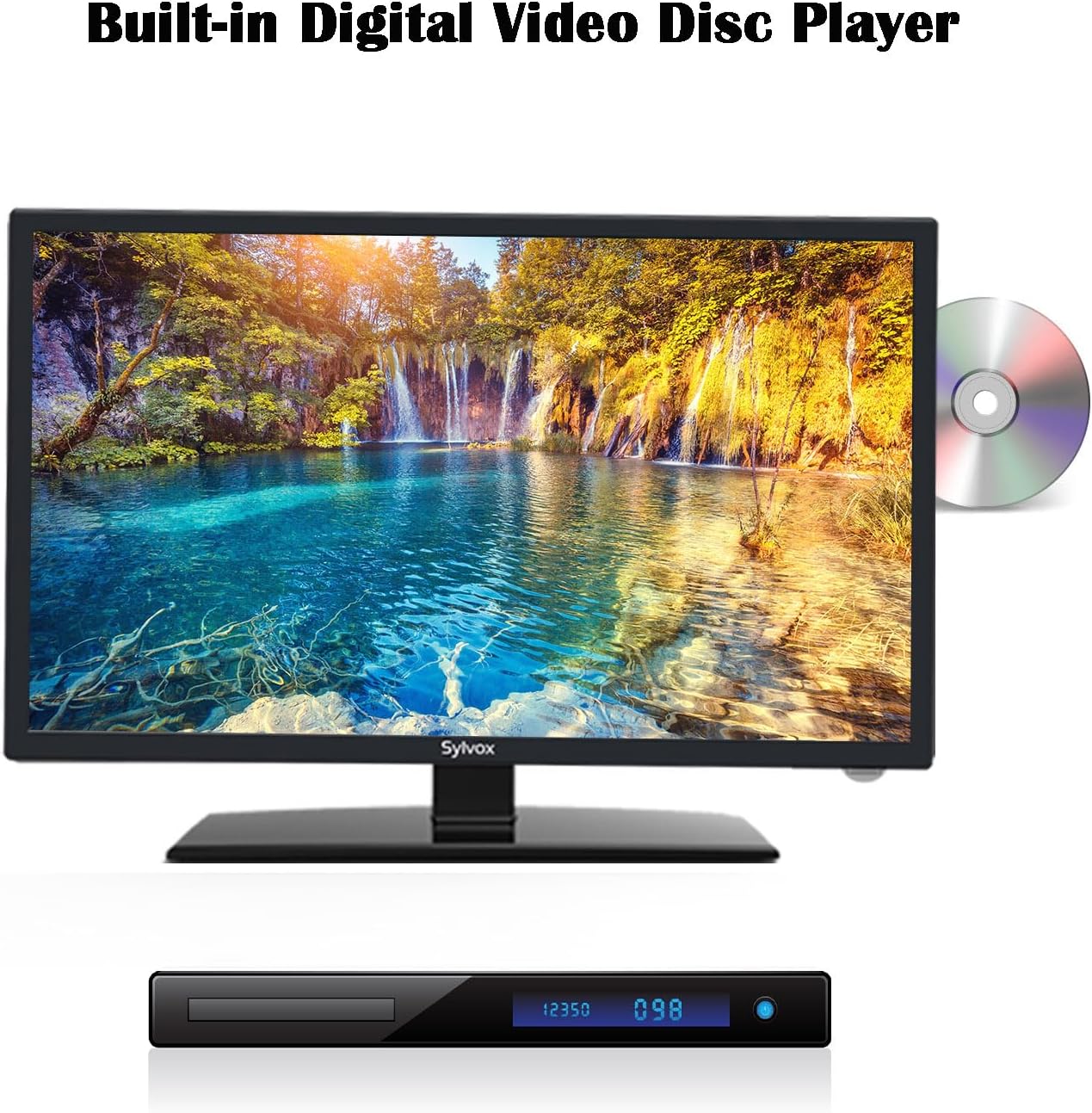 SYLVOX 27 Inch Smart TV 12/24 Volt TV 1080P FHD RV TV Android 11.0 Built-in Digital Video Disc Player with WiFi, Wireless Connection and Digital Noise Reduction Function