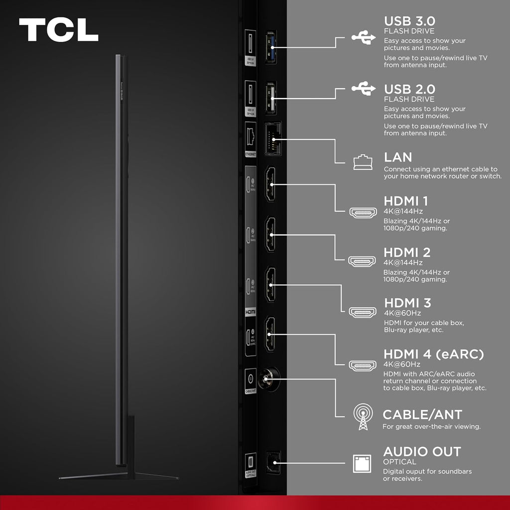 TCL 75 Inch Class QM8K Series | Mini LED QLED 4K HDR | 75QM8K, 2025 Model | 120HZ-144HZ Anti Reflective Wide Angle Screen Smart Google TV Dolby Atmos | Voice Remote Alexa Gaming Streaming Television