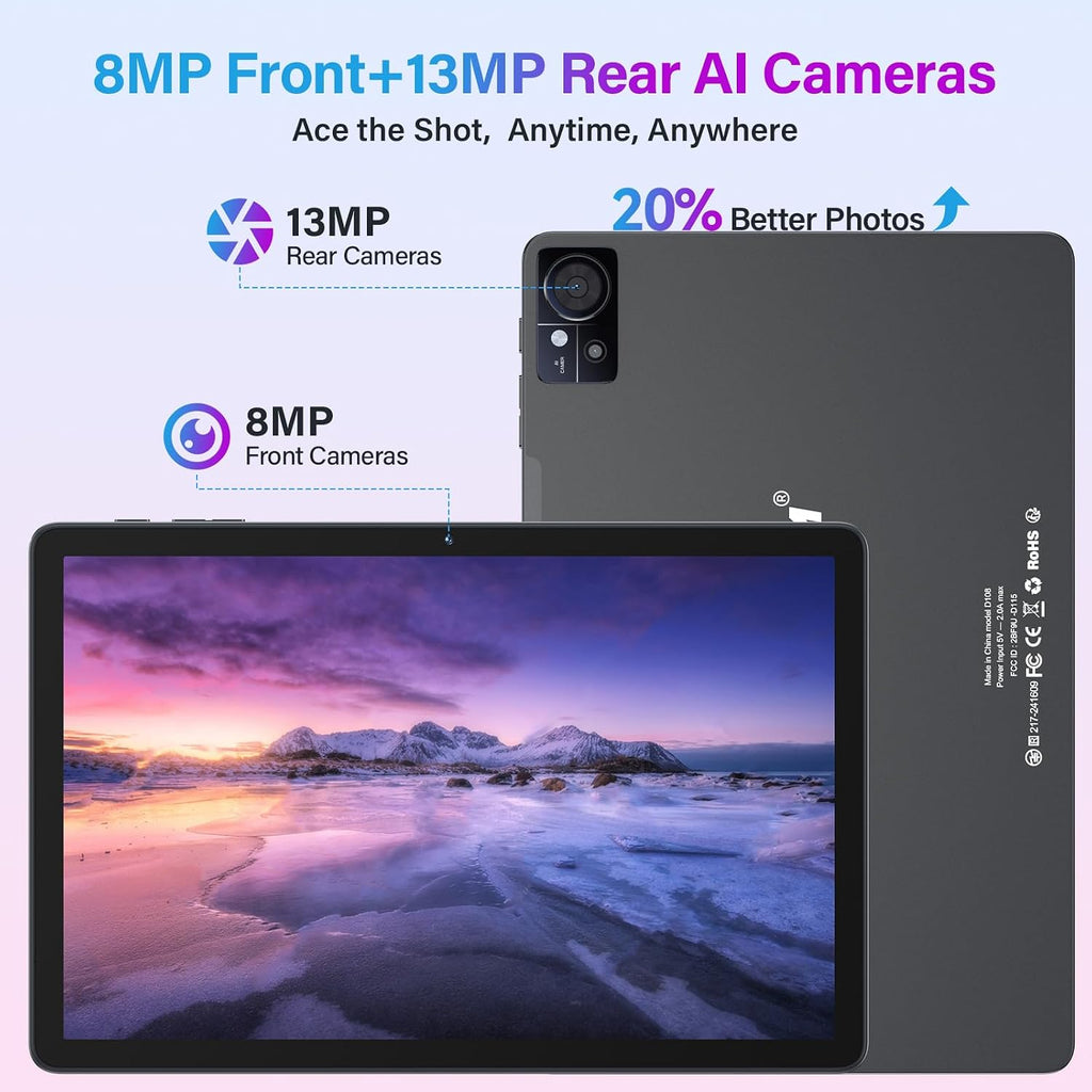 11 Inch-Android 15 Tablet 2026 Latest Update 16GB RAM 128GB ROM 1TB Expandion 5G WiFi Cellular 21MP Dual Camera Octa-core MTK8786.Gemini AI 2.0.Tablets with Keyboard,Mouse,protective film,Case-Gray