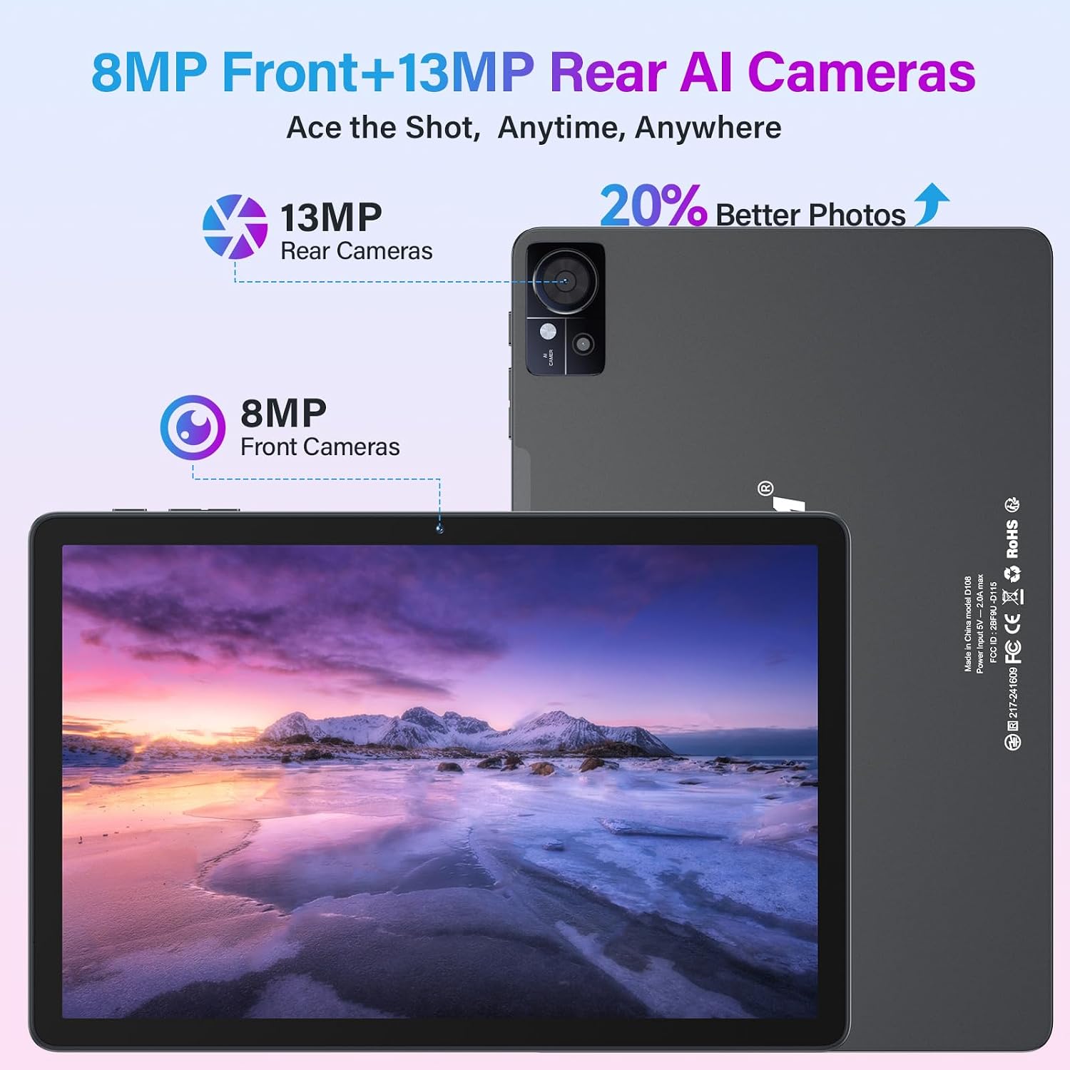 11 Inch-Android 15 Tablet 2026 Latest Update 16GB RAM 128GB ROM 1TB Expandion 5G WiFi Cellular 21MP Dual Camera Octa-core MTK8786.Gemini AI 2.0.Tablets with Keyboard,Mouse,protective film,Case-Gray