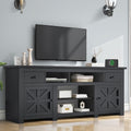 DWVO Farmhouse TV Stand for 75/80 Inches TVs, Entertainment Centers Furniture 30' Tall, TV Consoles with Storage Drawers & Power Outlet, Rustic TV Stands for Living Room, Black