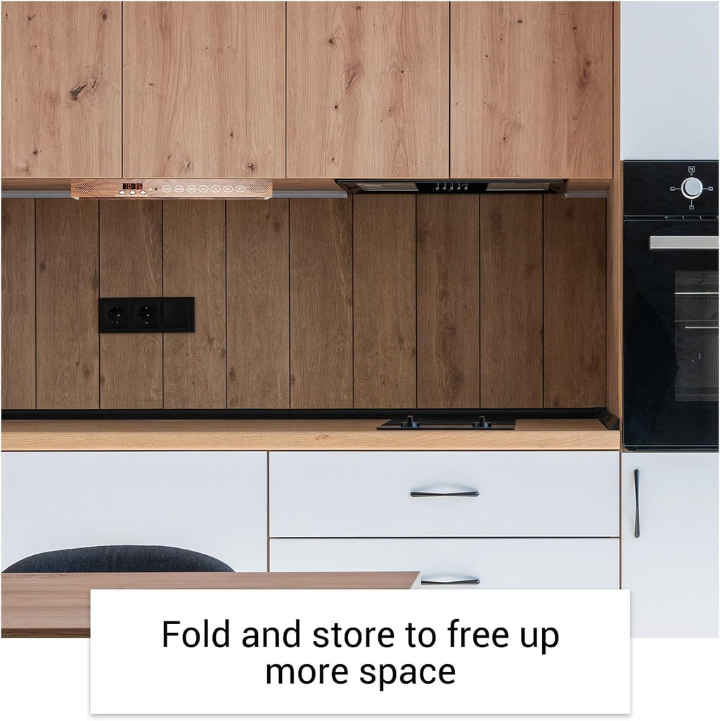 SYLVOX 15.6 inch Smart TV for Kitchen, 1080P Under Cabinet TV, 12V Smart Android Rotated & Folded, Support Google Assistant WiFi Bluetooth, Small Television for Kitchen, Bedroom, RV Camper, Mahogany