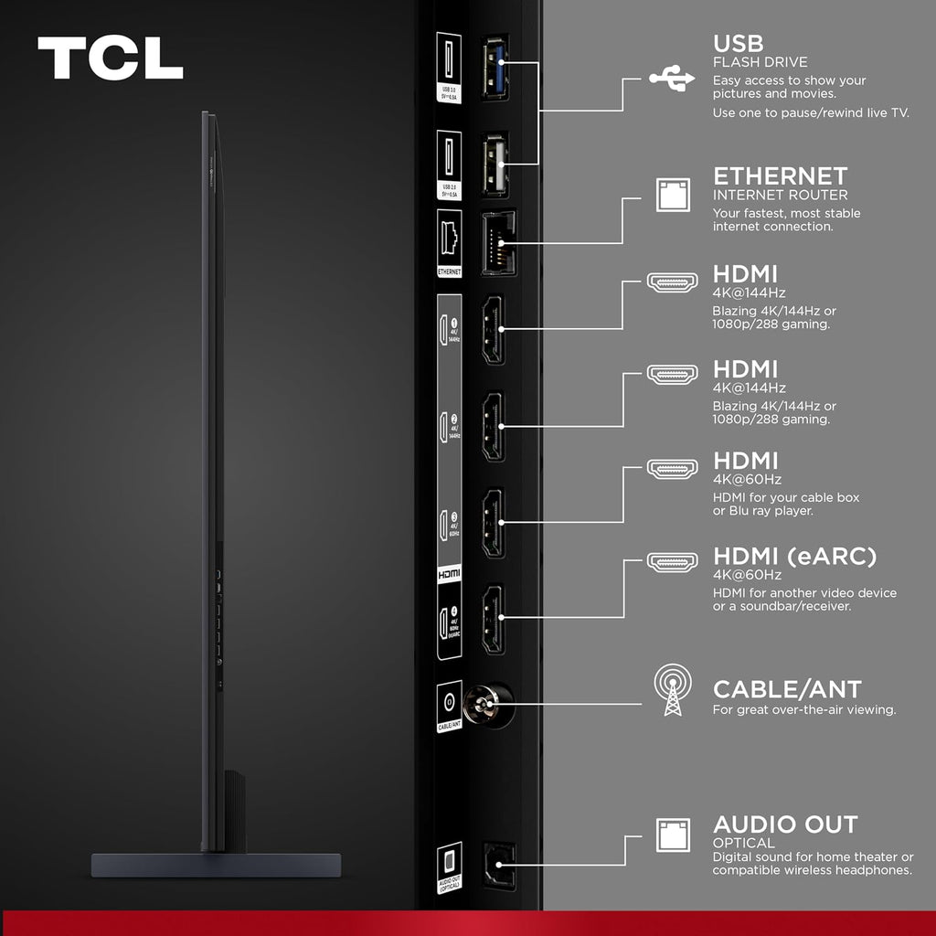 TCL 98 Inch Class QM6K Series | Mini LED QLED 4K HDR | 98QM6K, 2025 Model | 120HZ-144HZ High Brightness Smart Google TV Dolby Atmos Onkyo Audio | Voice Remote Alexa Gaming Streaming Television