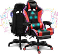 LED Gaming Chair Ergonomic Massage Racing Computer Chairs High Back Video Game Chairs with Speakers PU Leather with Footrest Headrest Lumbar Support Office Desk Chair for Adults Teens,Red