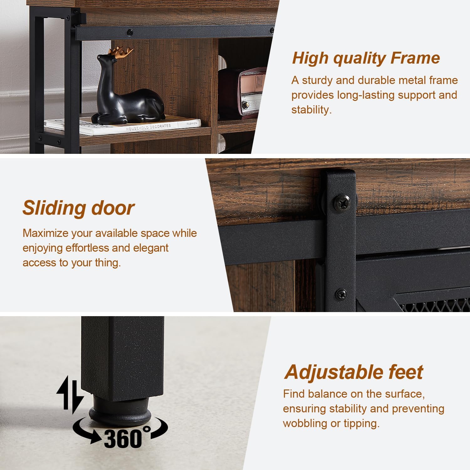 HOMISSUE Corner TV Stand for 55 Inch TV, Rustic Corner Entertainment Center with Storage, Industrial Media Console Table with Sliding Barn Door, Tall TV Cabinets Center for Living Room, Brown
